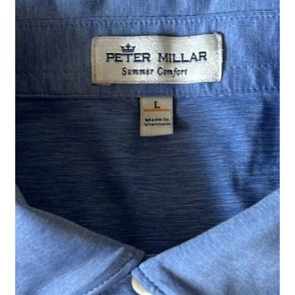 Peter Millar Summer Comfort Golf Polo Shirt Men's Size Large Blue UK & Scottish - Picture 6 of 7